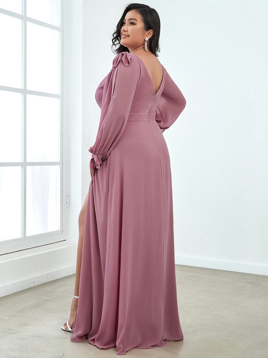 Plus Size Double V-Neck High Slit Long Sleeve Formal Dresses sold by Ever Pretty product image thumbnail 12
