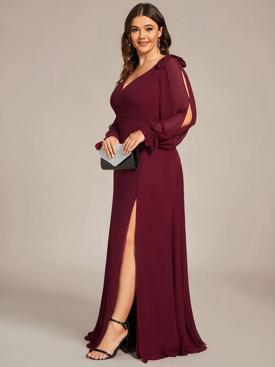 Plus Size Double V-Neck High Slit Long Sleeve Formal Dresses sold by Ever Pretty product image thumbnail 9
