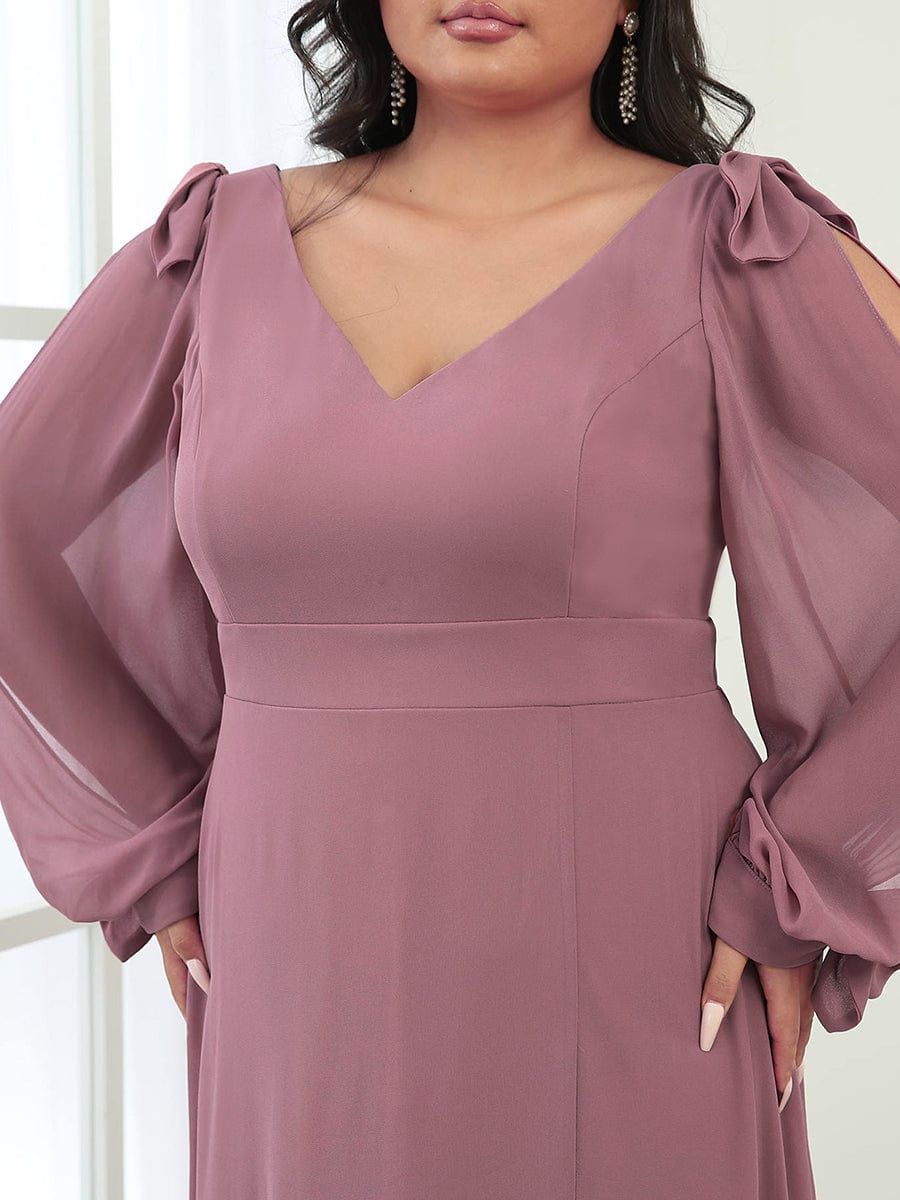 Plus Size Double V-Neck High Slit Long Sleeve Formal Dresses sold by Ever Pretty product image thumbnail 13