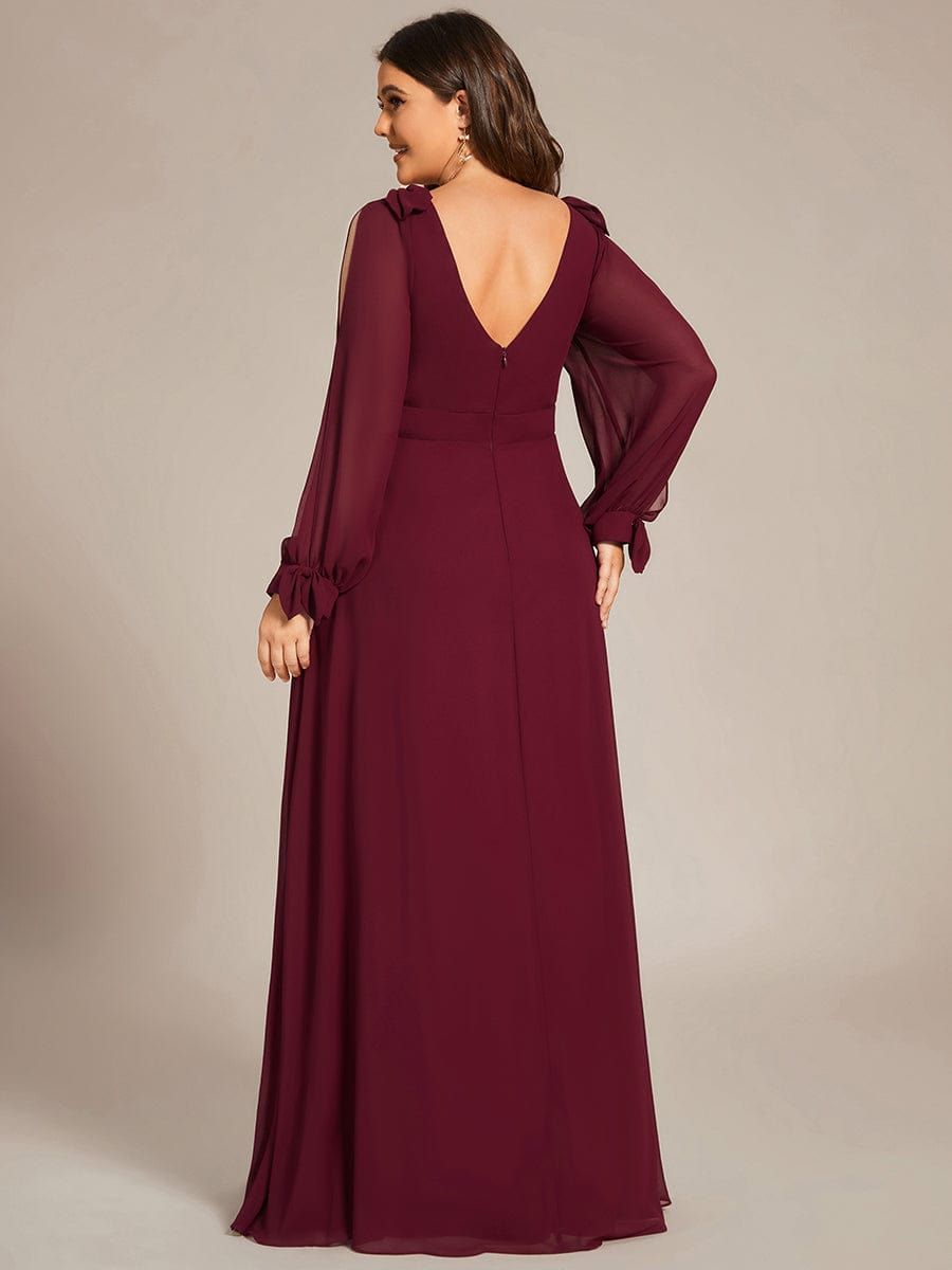 Plus Size Double V-Neck High Slit Long Sleeve Formal Dresses sold by Ever Pretty product image thumbnail 7