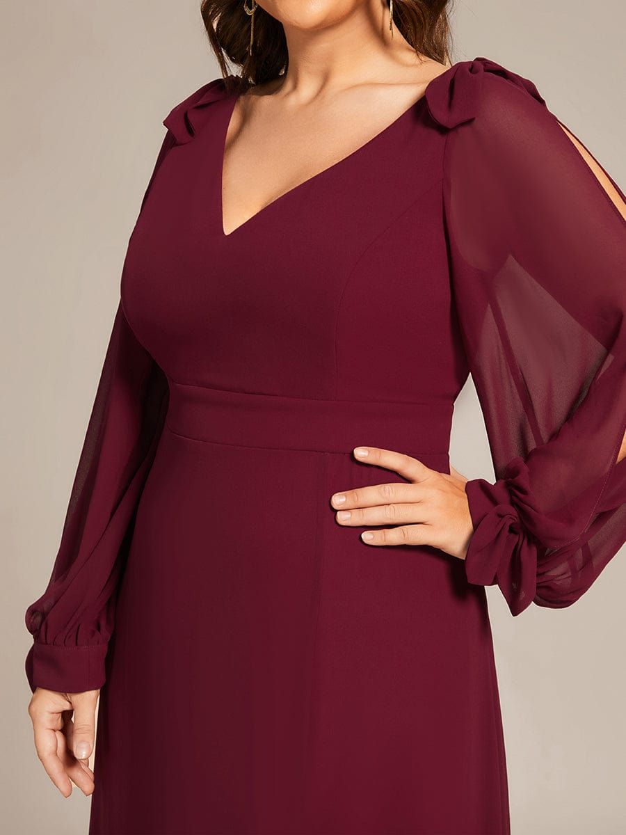 Plus Size Double V-Neck High Slit Long Sleeve Formal Dresses sold by Ever Pretty product image thumbnail 8