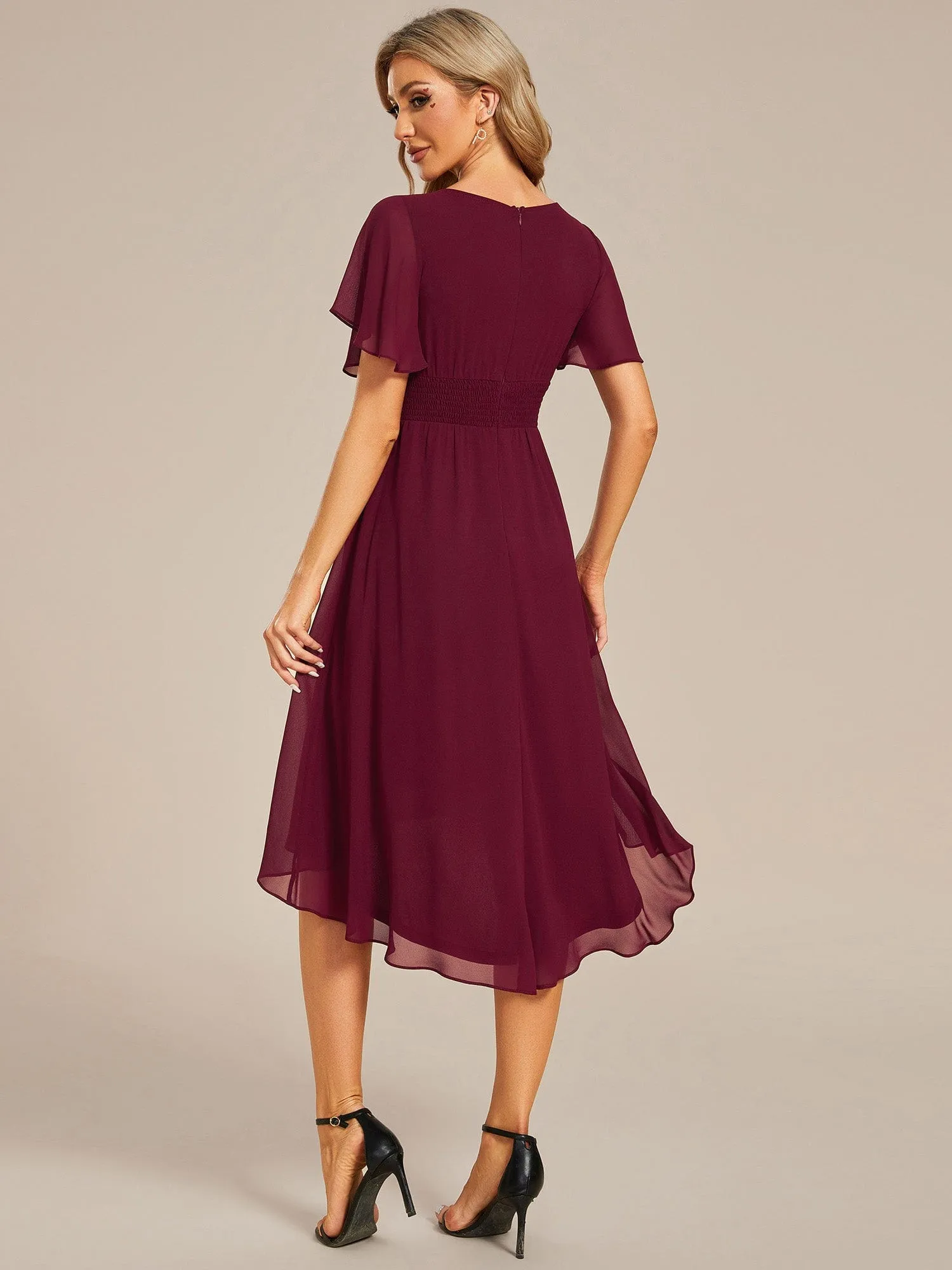 ever EDEN|Flowy Chiffon Round Neckline A-Line Knee Length Wedding Guest Dress sold by Ever Pretty product image thumbnail 4