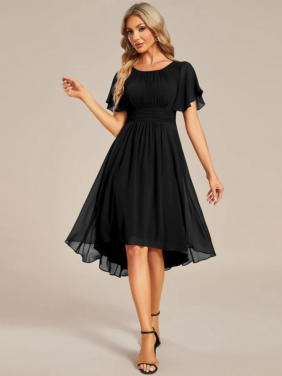 ever EDEN|Flowy Chiffon Round Neckline A-Line Knee Length Wedding Guest Dress sold by Ever Pretty