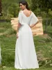 Double V Neck Cold Shoulder Flowy Chiffon Outdoor Wedding Dress sold by Ever Pretty