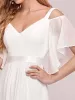 Double V Neck Cold Shoulder Flowy Chiffon Outdoor Wedding Dress sold by Ever Pretty