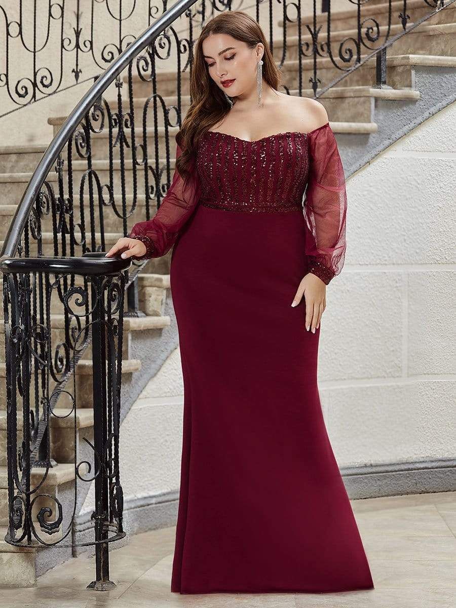 Plus Size Long Tulle Sleeve Formal Evening Dresses sold by Ever Pretty product image thumbnail 10