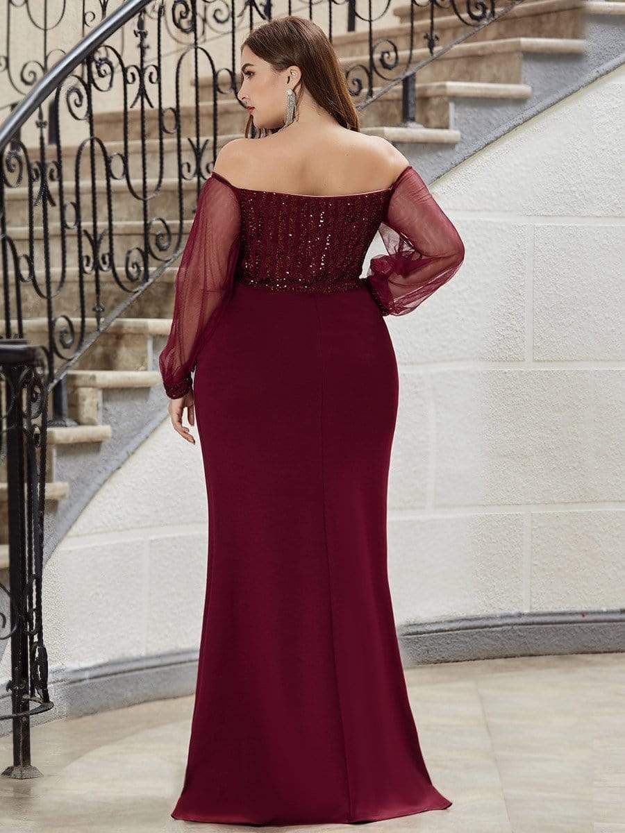 Plus Size Long Tulle Sleeve Formal Evening Dresses sold by Ever Pretty product image thumbnail 9
