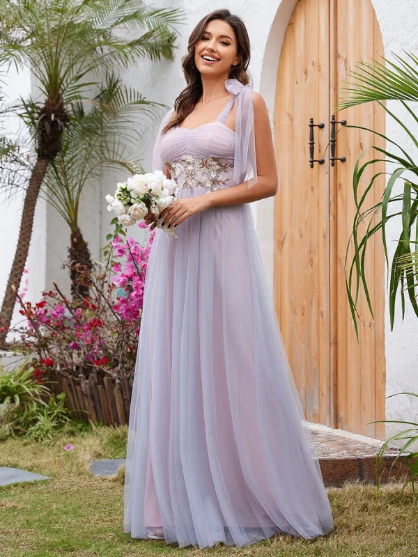 Sweetheart Frenulum Knotting Formal Evening Dress Adorned with Applique sold by Ever Pretty