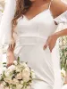 Bodycon Cold Shoulder V-Neck Fishtail Simple Wedding Dress sold by Ever Pretty