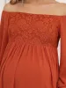 Off-Shoulder Sheer Lace Long Sleeve Maternity Dress sold by Ever Pretty