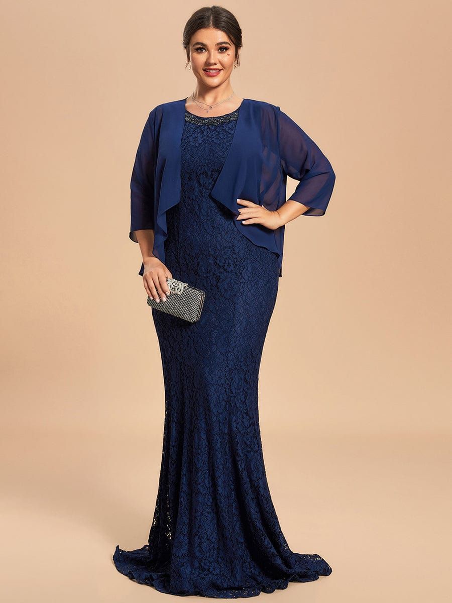 Custom Size Lace Mermaid Dress Chiffon Jacket Two-Piece Set Mother Dress sold by Ever Pretty