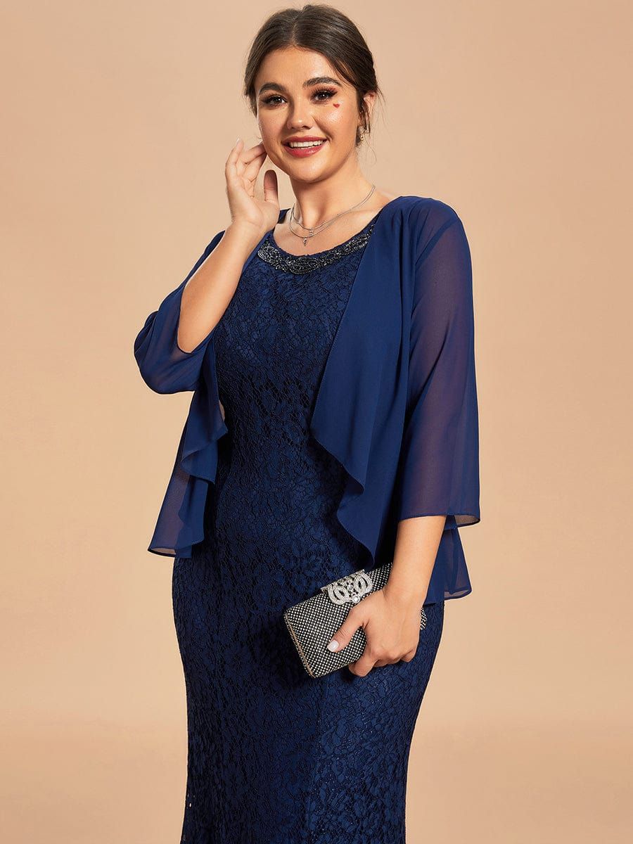 Custom Size Lace Mermaid Dress Chiffon Jacket Two-Piece Set Mother Dress sold by Ever Pretty product image thumbnail 5