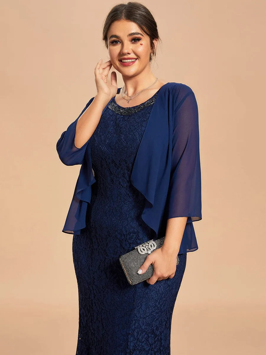 Custom Size Lace Mermaid Chiffon Jacket Two-Piece Set Mother Dress sold by Ever Pretty product image thumbnail 5