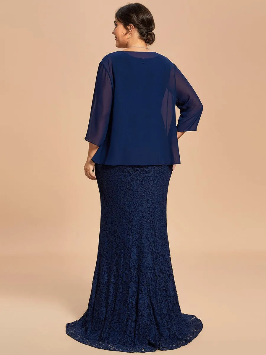 Custom Size Lace Mermaid Chiffon Jacket Two-Piece Set Mother Dress sold by Ever Pretty product image thumbnail 3
