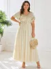 pretty HAZEL|Plus Size V-Neck Short Sleeve Sequin Bodice Mother of the Bride Dress sold by Ever Pretty