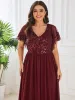 pretty HAZEL|Plus Size V-Neck Short Sleeve Sequin Bodice Mother of the Bride Dress sold by Ever Pretty