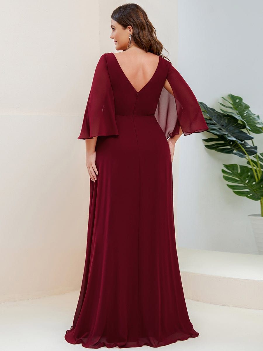 Plus Size A-Line Pleated Split Sleeve V-Neck Chiffon Evening Dress sold by Ever Pretty product image thumbnail 2