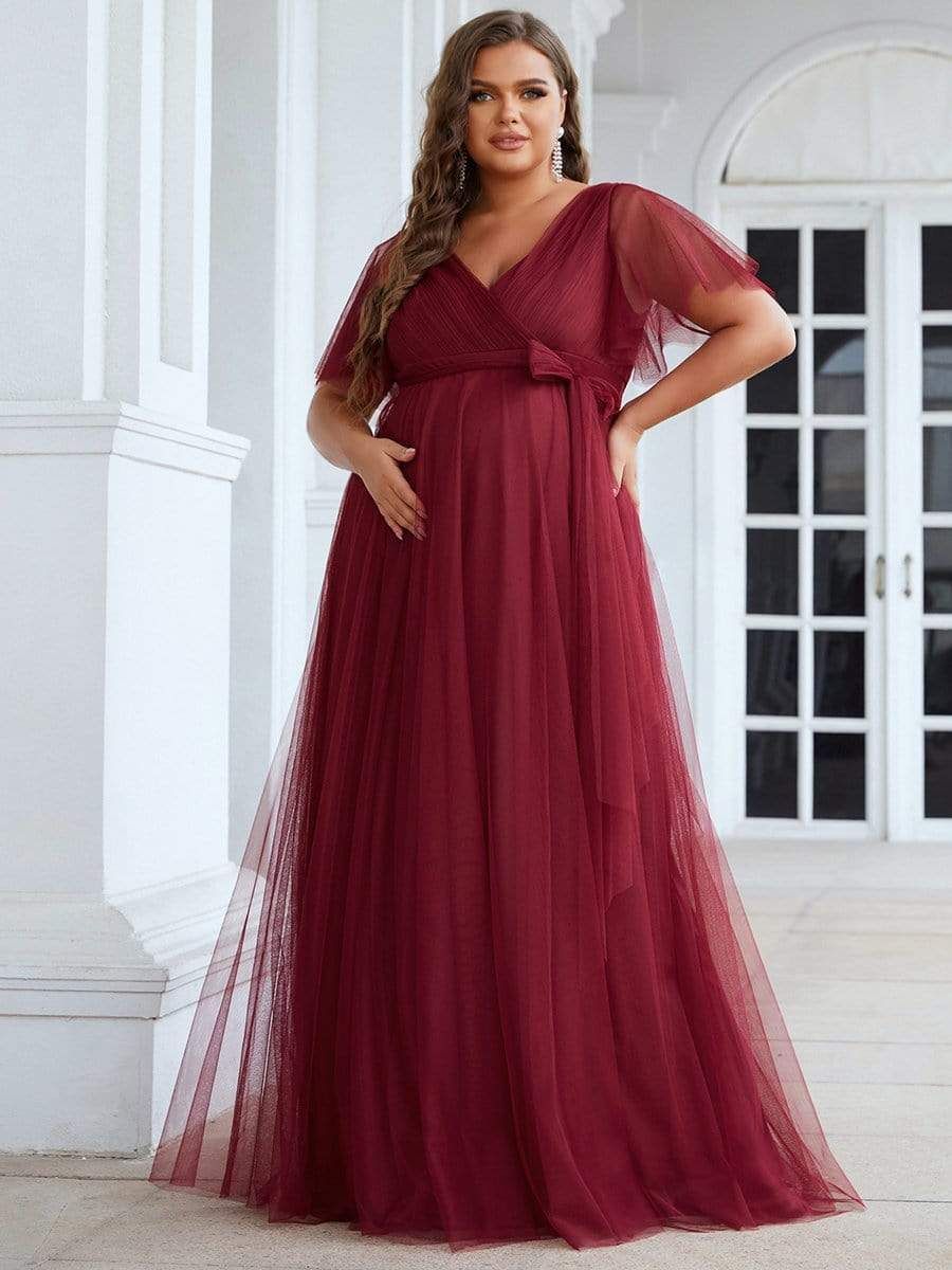 Plus Size Empire Waist Formal Maternity Dresses with Sleeves sold by Ever Pretty product image thumbnail 4