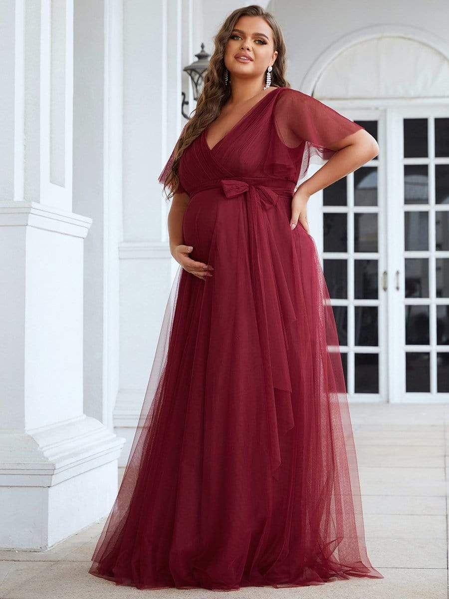 Plus Size Empire Waist Formal Maternity Dresses with Sleeves sold by Ever Pretty product image thumbnail 5