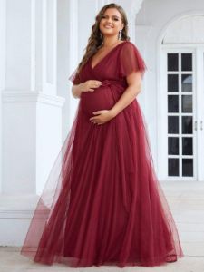 Plus Size Empire Waist Formal Maternity Dresses with Sleeves sold by Ever Pretty