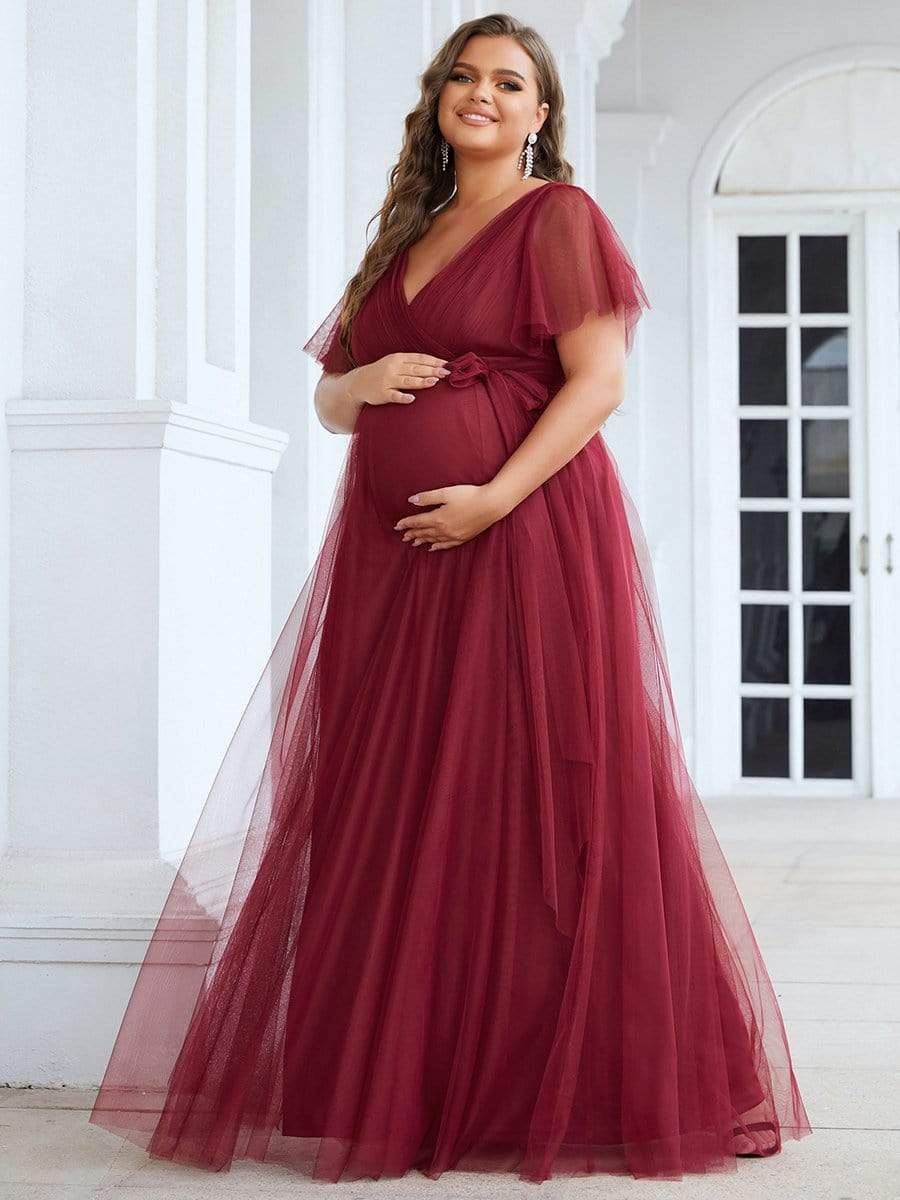 Plus Size Empire Waist Formal Maternity Dresses with Sleeves sold by Ever Pretty