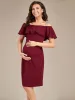 Elegant Ruffle Off-The-Shoulder Bodycon Midi Maternity Dress sold by Ever Pretty