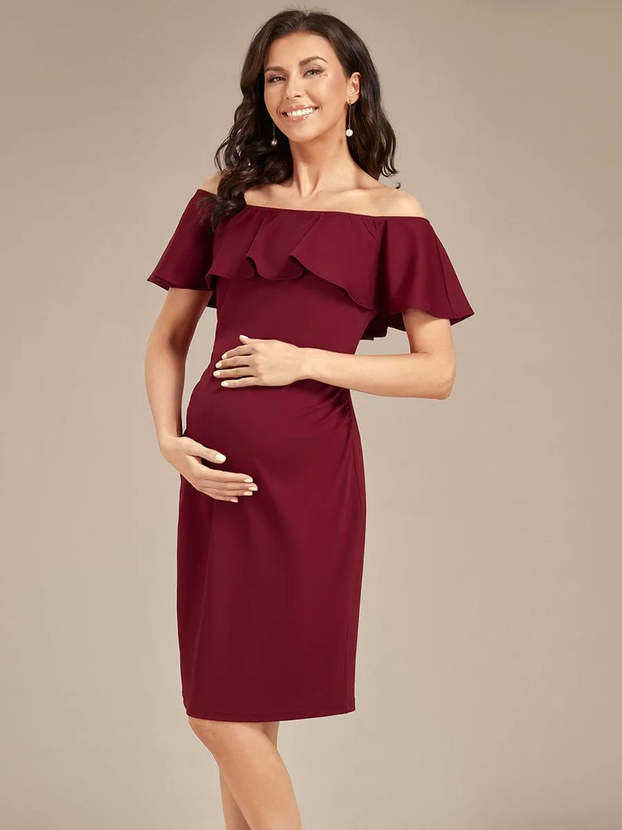 Elegant Ruffle Off-The-Shoulder Bodycon Midi Maternity Dress sold by Ever Pretty product image thumbnail 5