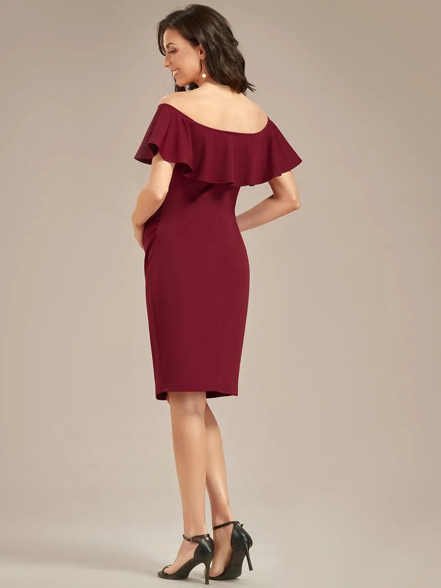 Elegant Ruffle Off-The-Shoulder Bodycon Midi Maternity Dress sold by Ever Pretty product image thumbnail 2