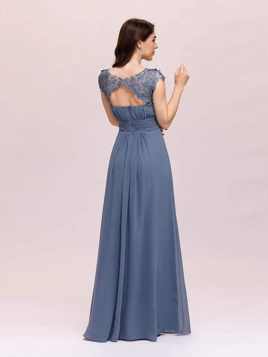 Elegant Maxi Long Lace Bridesmaid Dress with Cap Sleeve sold by Ever Pretty product image thumbnail 4