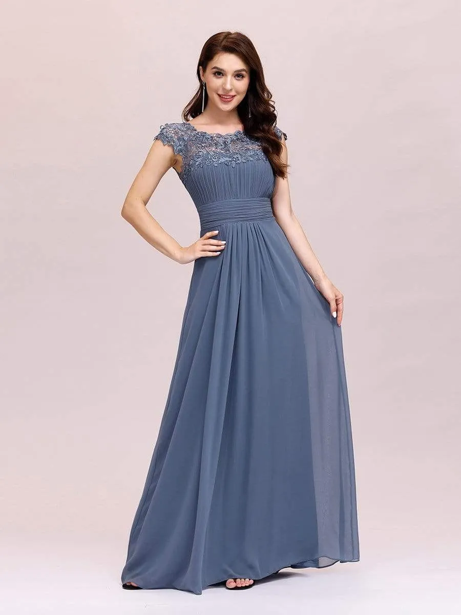 Elegant Maxi Long Lace Bridesmaid Dress with Cap Sleeve sold by Ever Pretty product image thumbnail 5