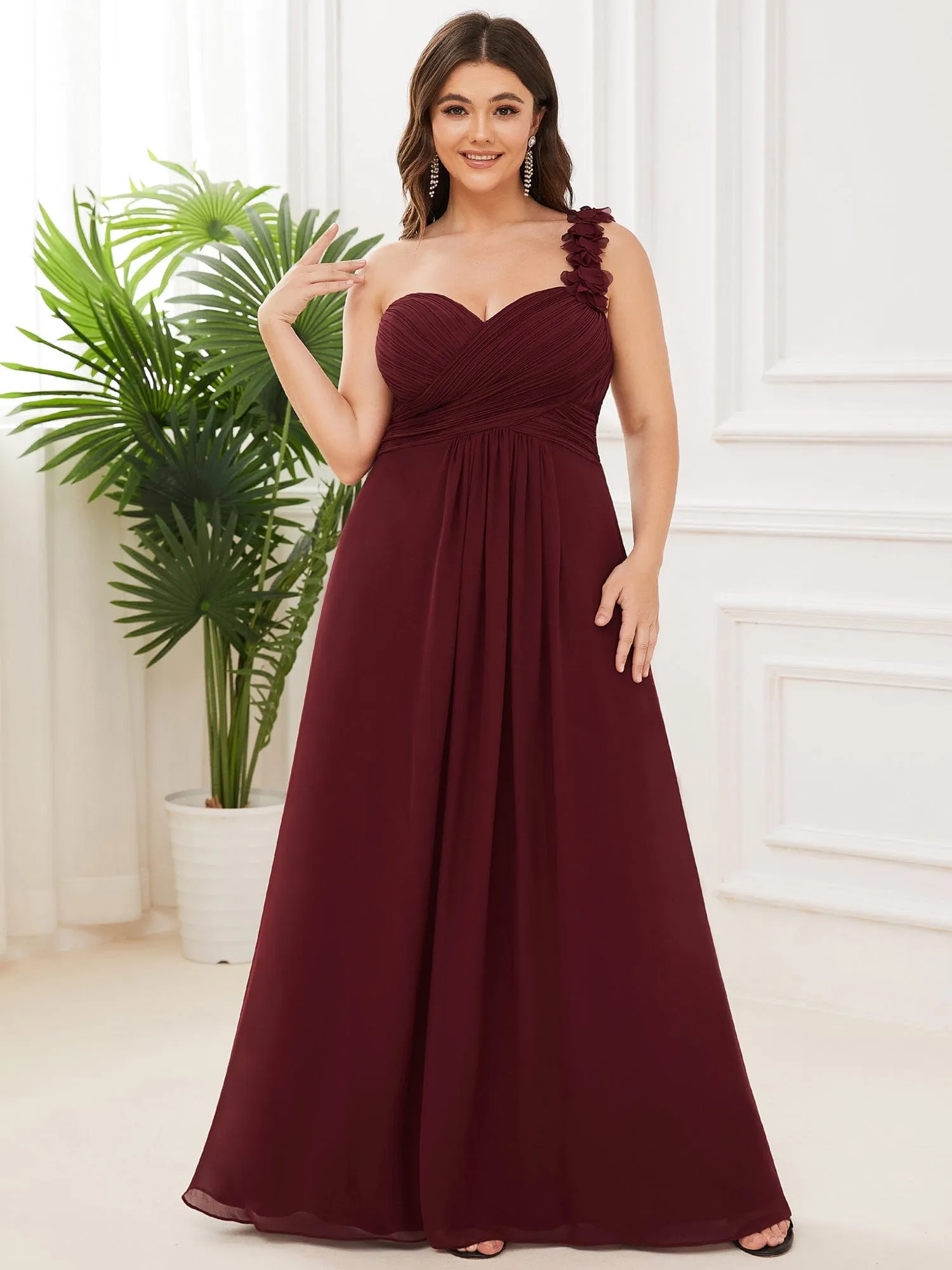 Custom Size Chiffon Sweetheart Pleated One Shoulder Bridesmaid Dress sold by Ever Pretty