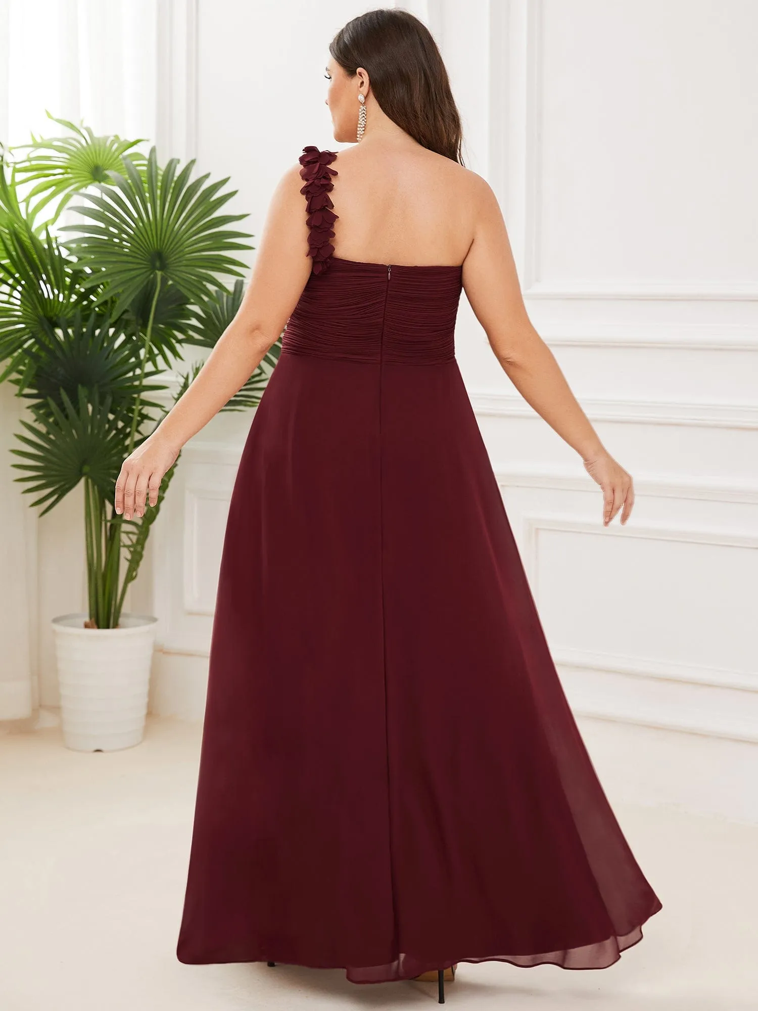 Custom Size Chiffon Sweetheart Pleated One Shoulder Bridesmaid Dress sold by Ever Pretty product image thumbnail 2