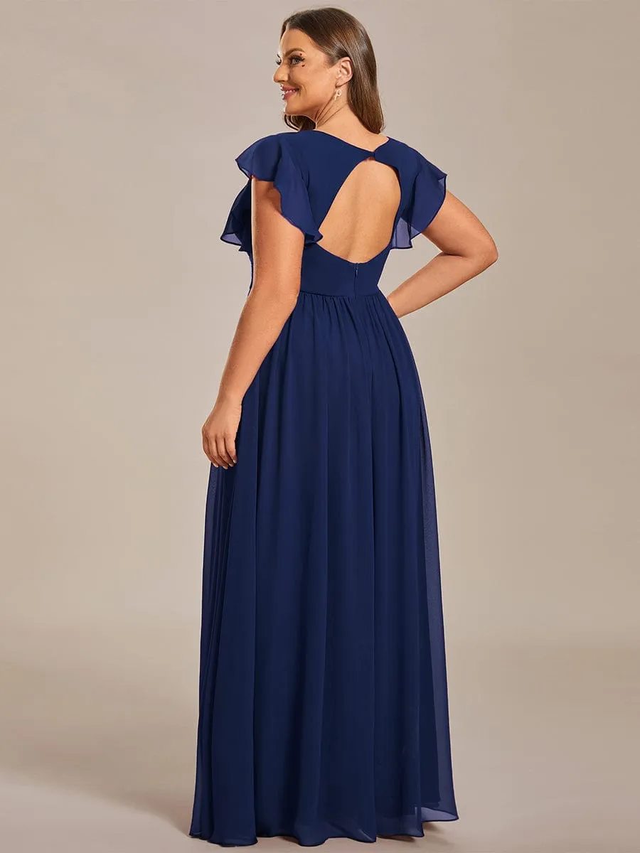 pretty LILYANA|Plus Size Chiffon Pleated A-Line Back Cutout Bridesmaid Dress sold by Ever Pretty product image thumbnail 4
