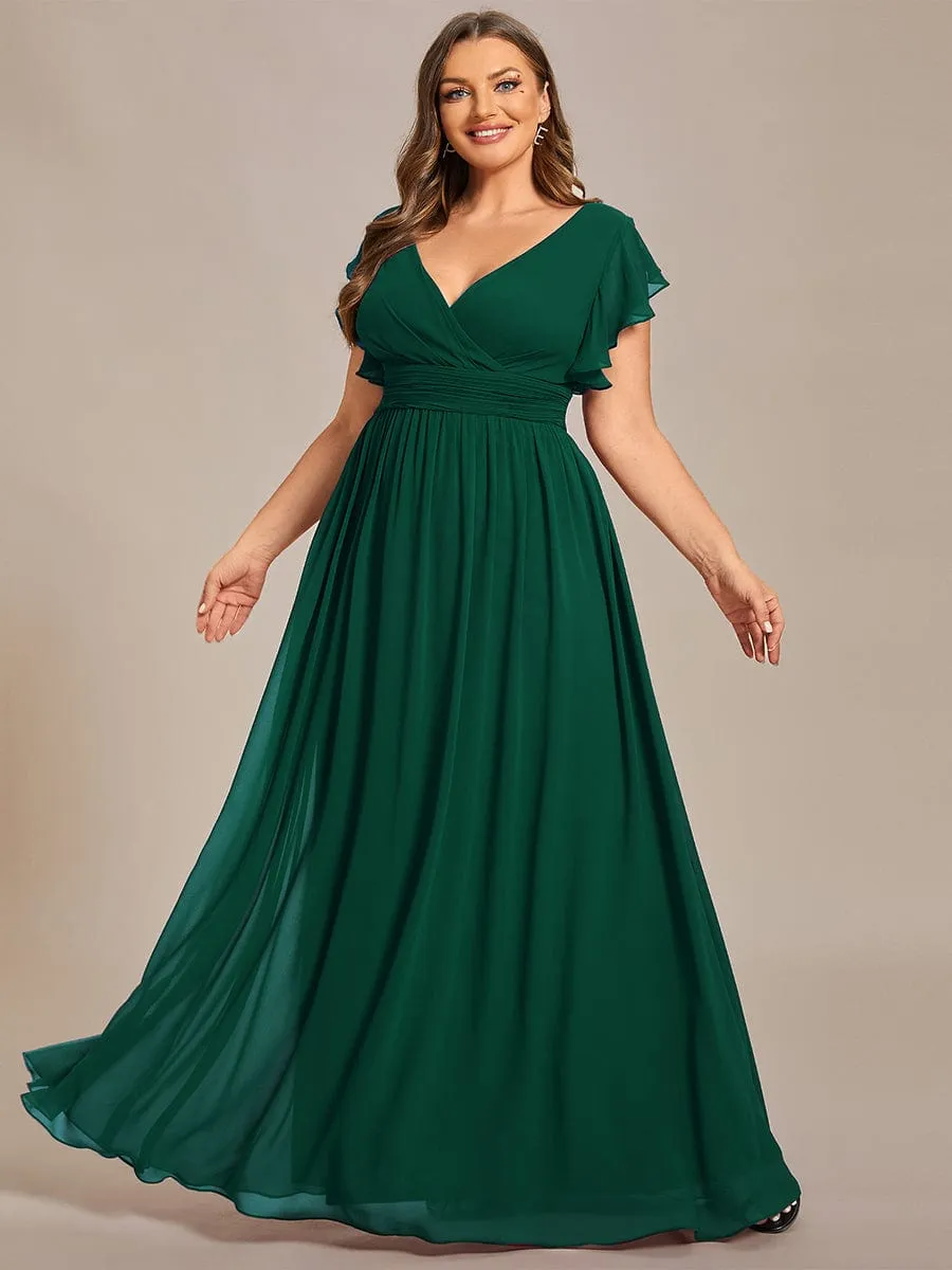 pretty LILYANA|Plus Size Chiffon Pleated A-Line Back Cutout Bridesmaid Dress sold by Ever Pretty