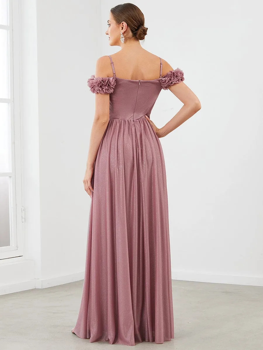 Sparkling Off-Shoulder Floral V-Neck Evening Dress sold by Ever Pretty product image thumbnail 2