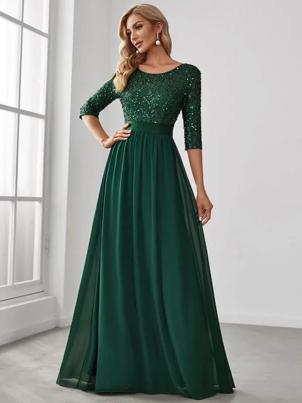 ever FLORENCE|Elegant Round Neckline Long Sleeves Sequin Evening Dress sold by Ever Pretty