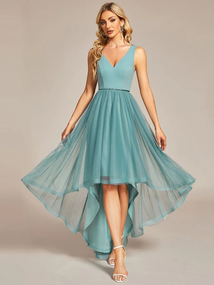 Sleeveless Tulle High Low Prom Dress with Waist Chain sold by Ever Pretty