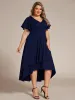 Glow Lana | Plus Size Ruffled Sleeves Glitery V-Neck Midi Wedding Guest Dress sold by Ever Pretty