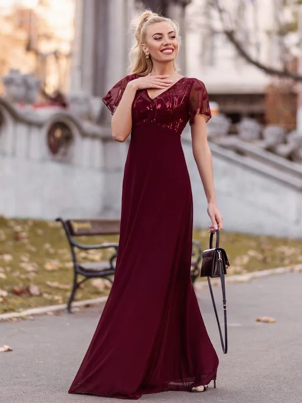 Sequin Print Evening Dresses for Women with Sleeves sold by Ever Pretty