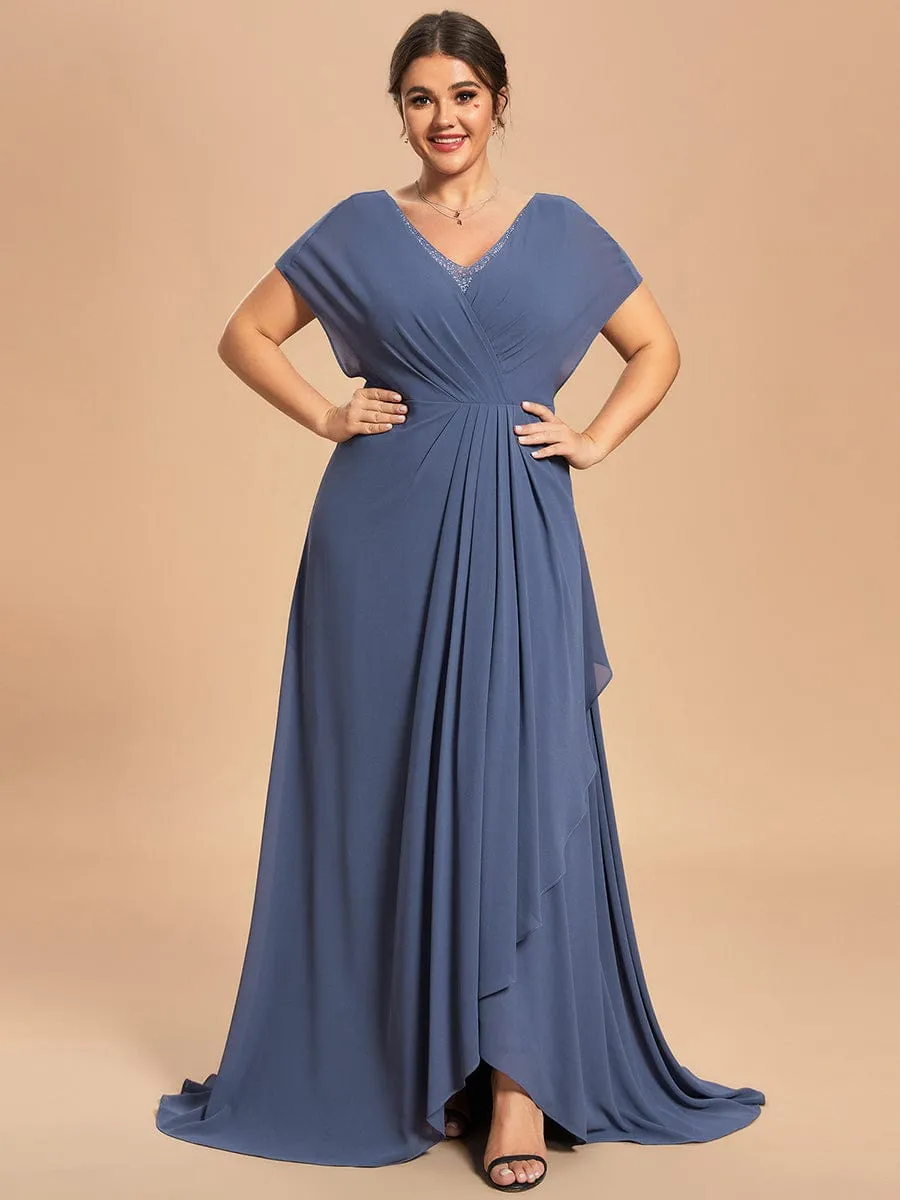 Custom Size Chiffon Beading V-neck Short Sleeves Mother of the Bride Dress sold by Ever Pretty