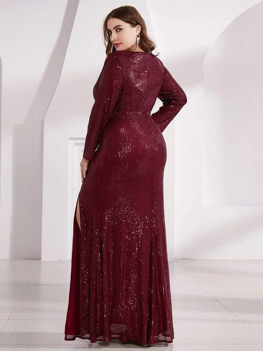 pretty NYX|Plus Size Sexy Deep V-Neck Sequin Bodice Formal Evening Gowns sold by Ever Pretty product image thumbnail 3