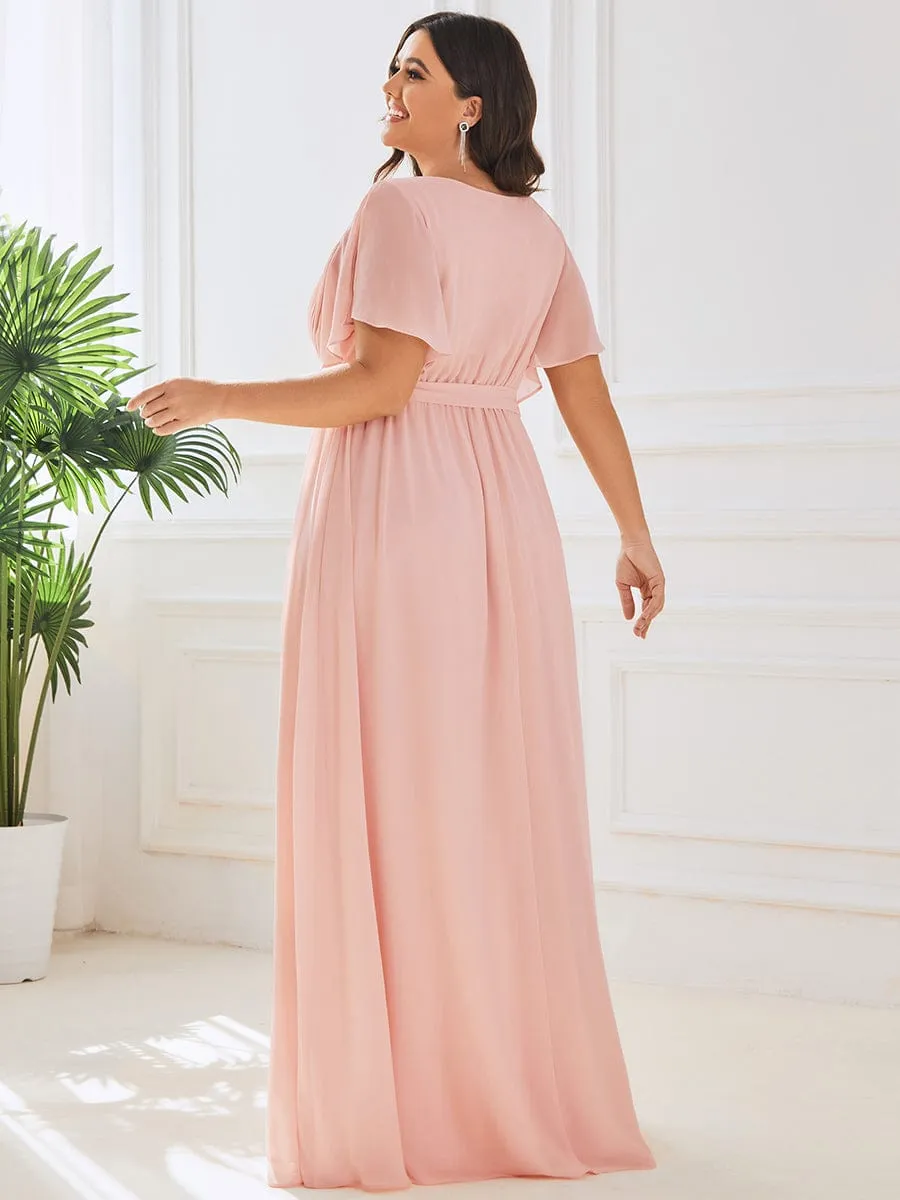 pretty LEORA|Plus Size Chiffon Tie-Waist Evening Dress sold by Ever Pretty product image thumbnail 4