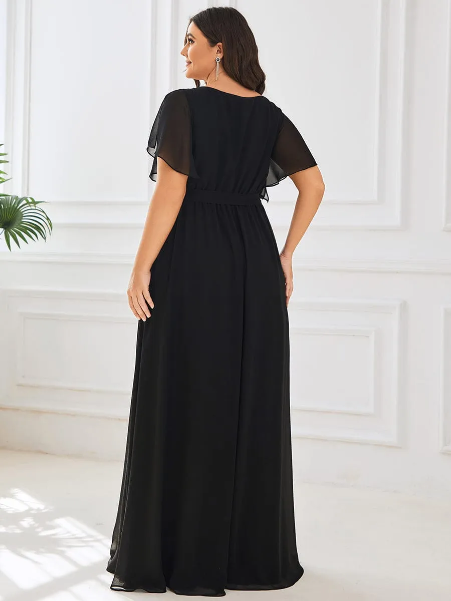 pretty LEORA|Plus Size Chiffon Tie-Waist Evening Dress sold by Ever Pretty product image thumbnail 2