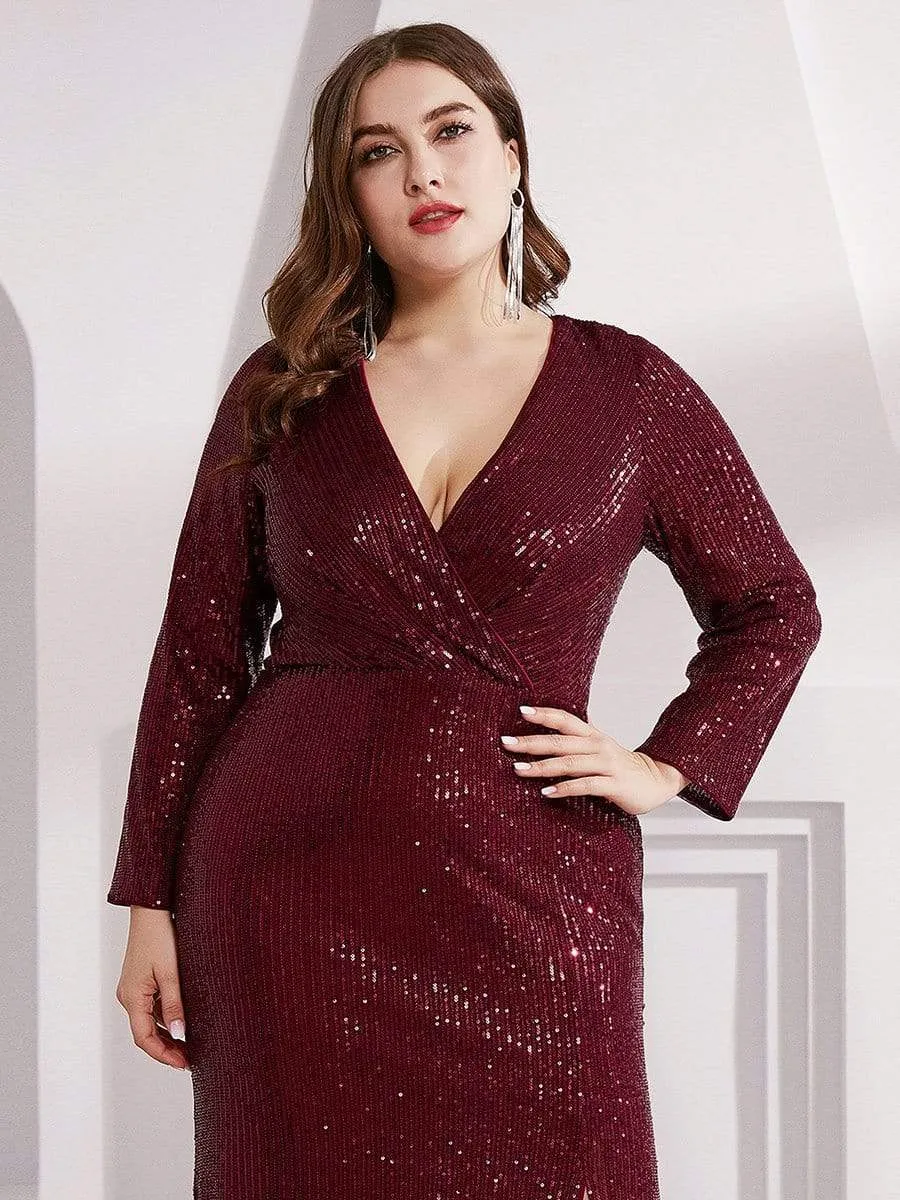 pretty NYX|Plus Size Sexy Deep V-Neck Sequin Bodice Formal Evening Gowns sold by Ever Pretty product image thumbnail 4