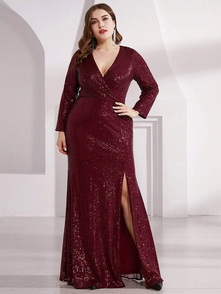 pretty NYX|Plus Size Sexy Deep V-Neck Sequin Bodice Formal Evening Gowns sold by Ever Pretty product image thumbnail 2
