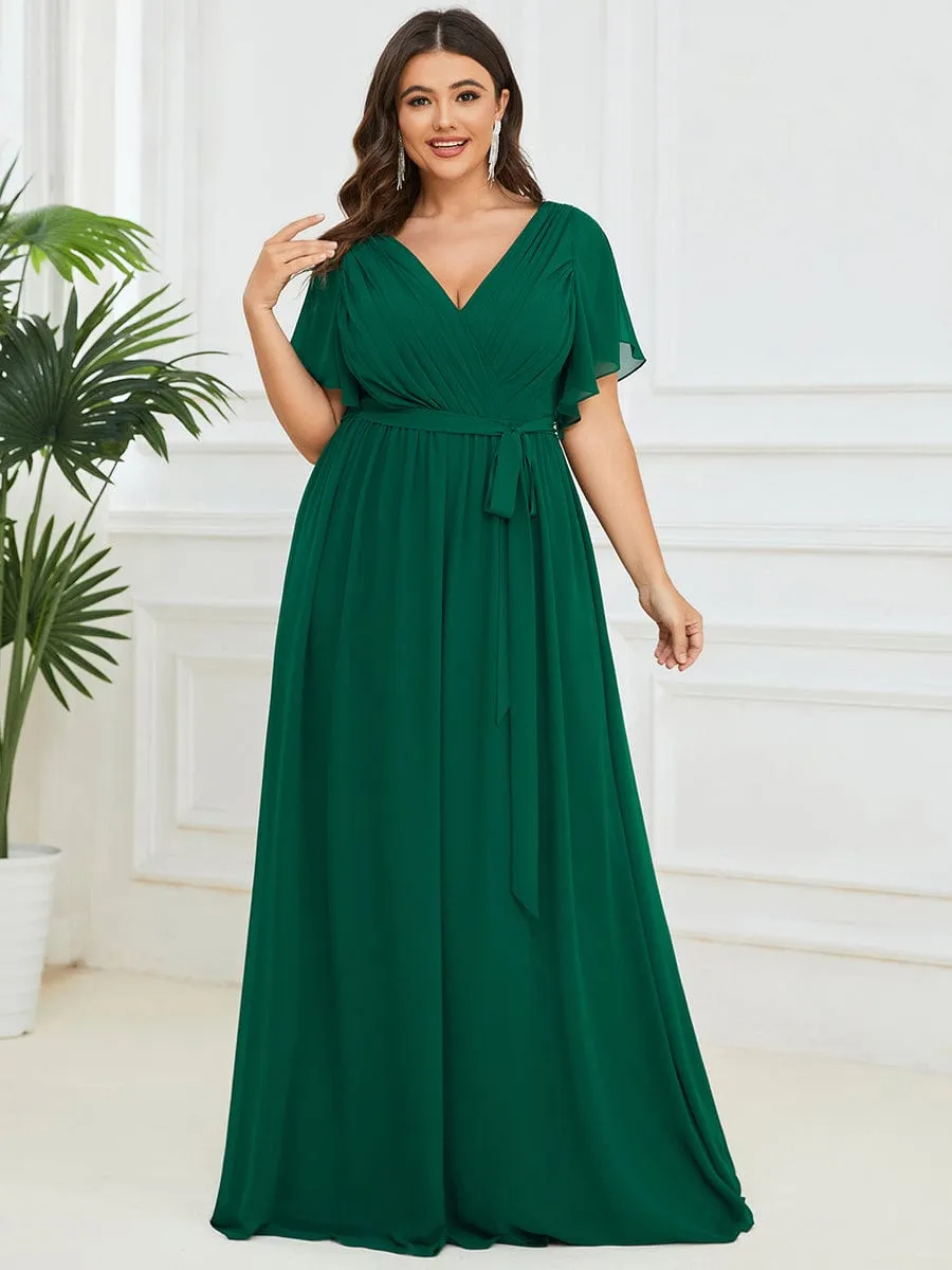 pretty LEORA|Plus Size Chiffon Tie-Waist Evening Dress sold by Ever Pretty product image thumbnail 5