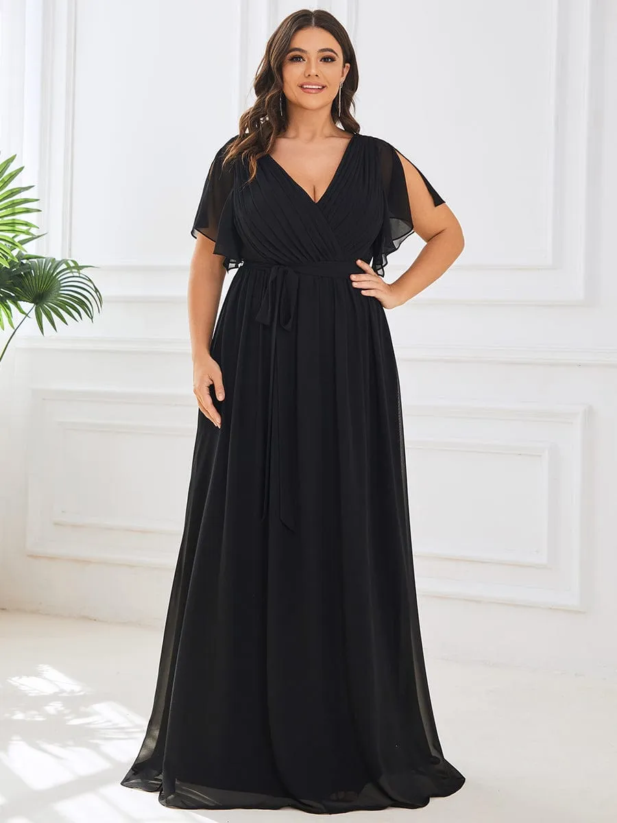 pretty LEORA|Plus Size Chiffon Tie-Waist Evening Dress sold by Ever Pretty