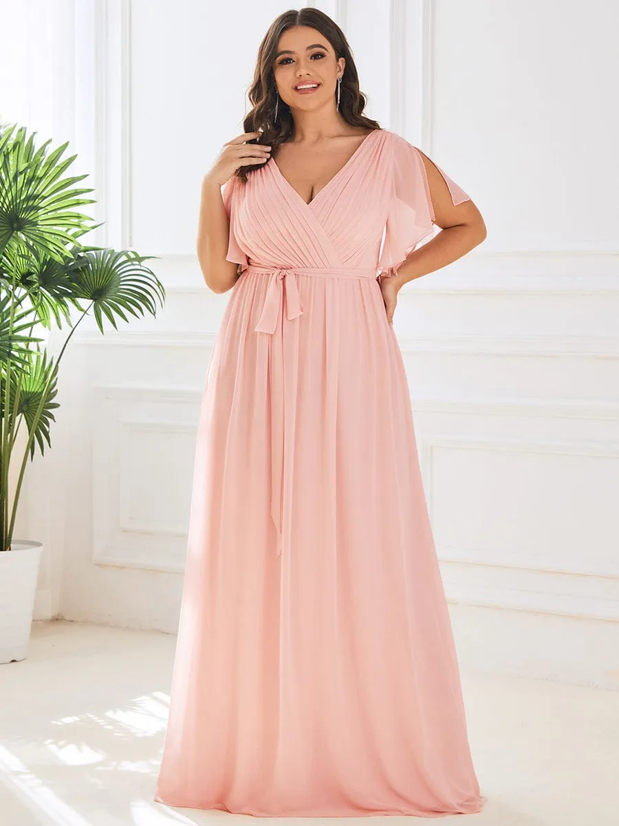pretty LEORA|Plus Size Chiffon Tie-Waist Evening Dress sold by Ever Pretty product image thumbnail 3