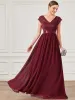 V-Neck Lace Empire Waist Short Sleeve Chiffon Evening Dress sold by Ever Pretty