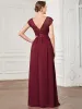 V-Neck Lace Empire Waist Short Sleeve Chiffon Evening Dress sold by Ever Pretty